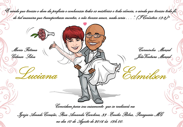 Caricatura - Convite de Casamento Online - Vassão Caricaturas