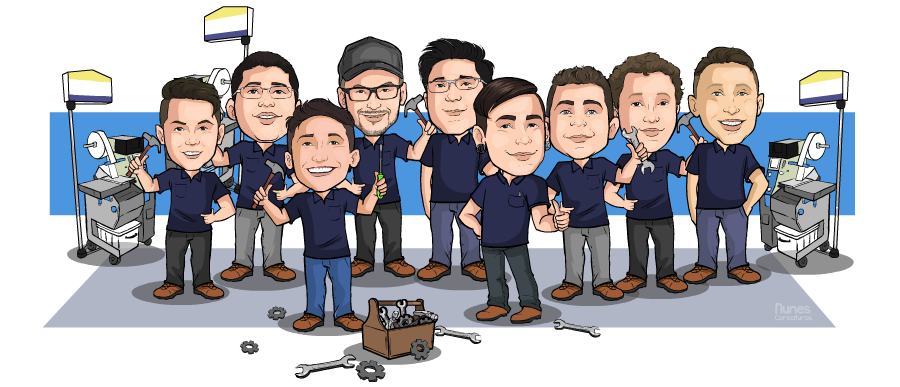 Desenho caricatura com varias pessoas