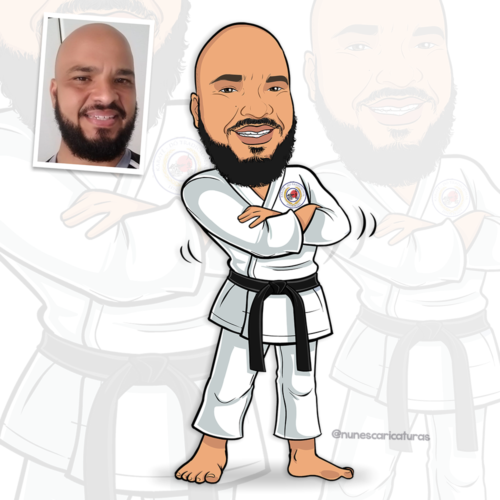 caricatura cartoon individual lutador de judô