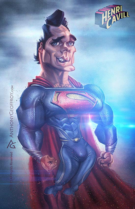 caricatura distorcida henri cavill ﻿super homem