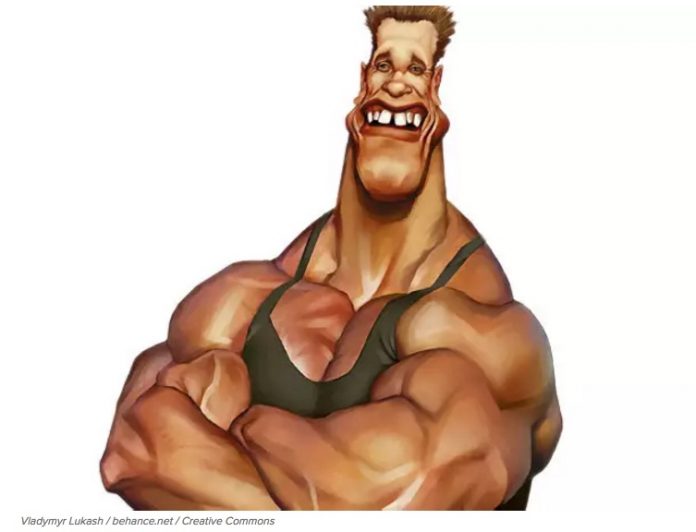 caricatura distorcida Arnold Schwarzenegger 