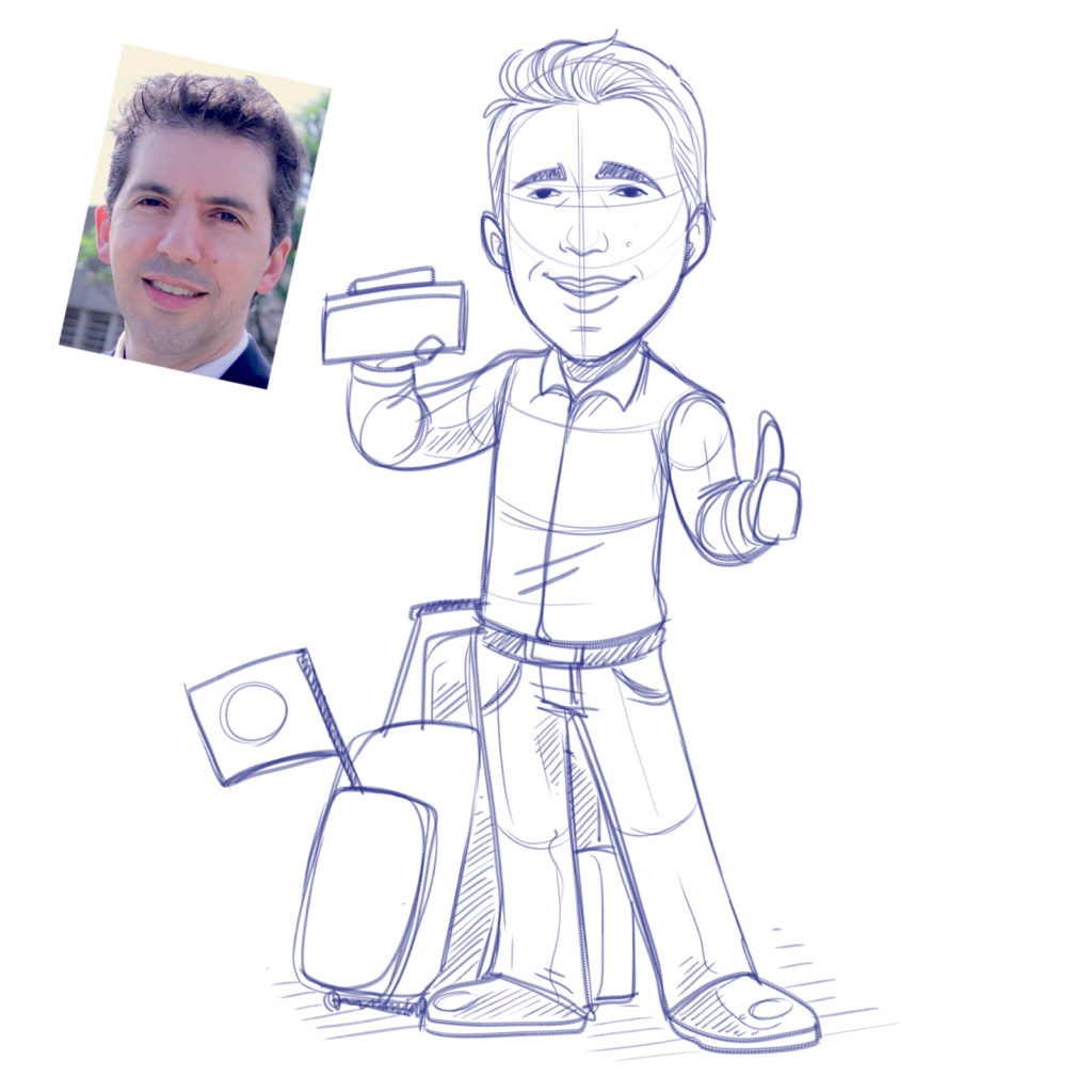 Rascunho de um desenho de um homem fazendo sinal positivo