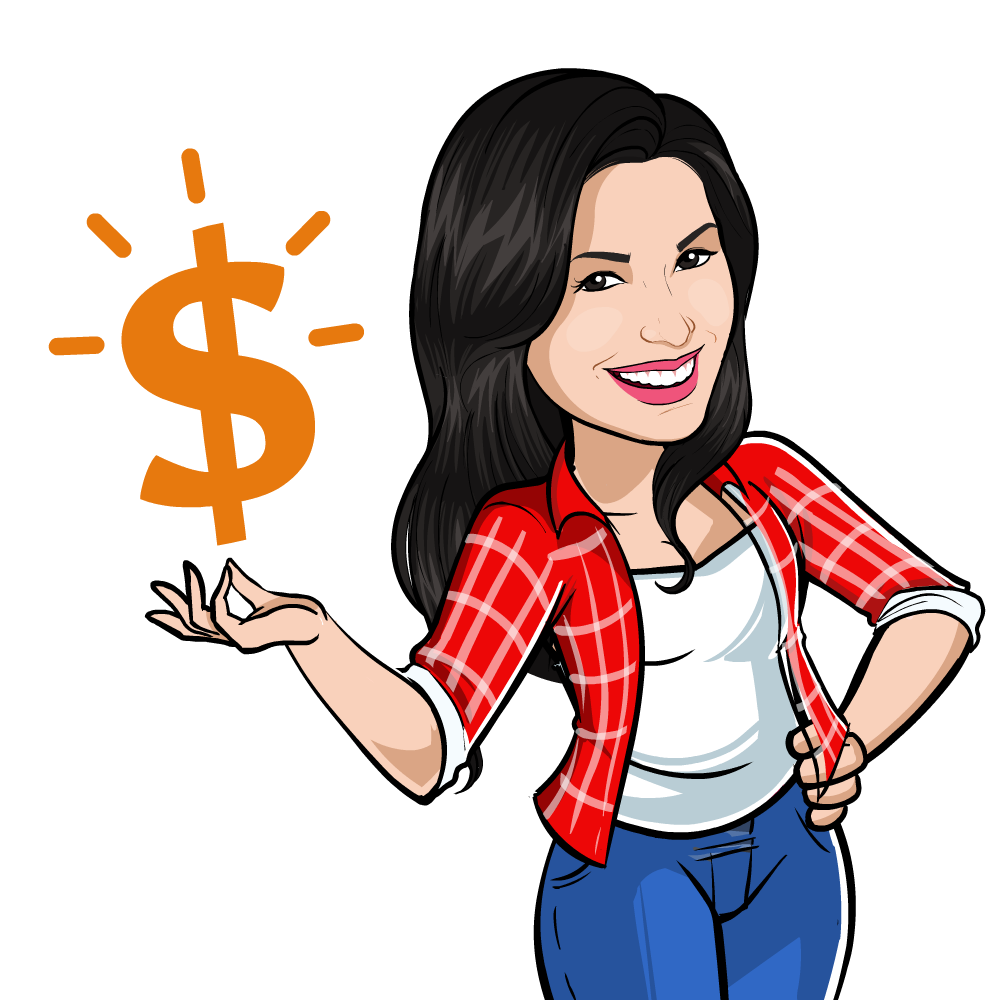 desenho de uma mulher segurando cifrão
