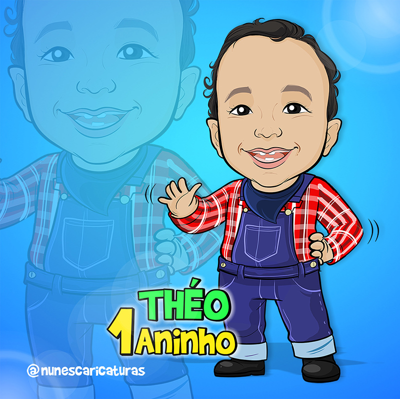 caricatura aniversário de 1 ano