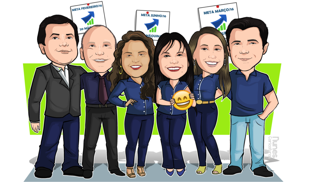 caricatura empresarial em grupo