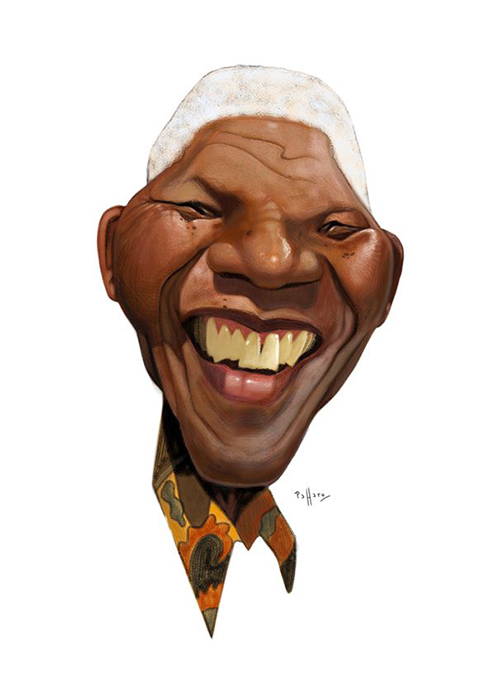 caricatura distorcida nelson mandela