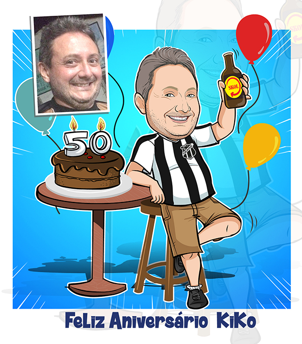 caricatura para aniversário de 50 anos