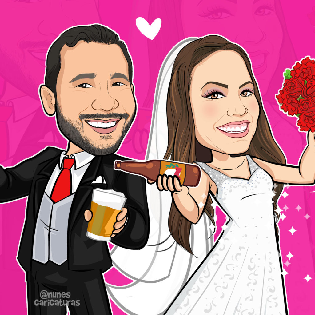 caricatura de noivinhos