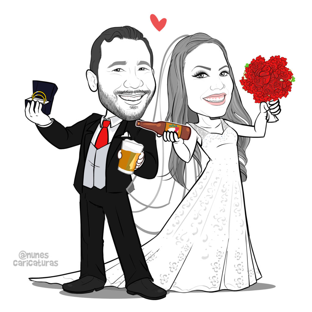 rascunho caricatura de noivinhos